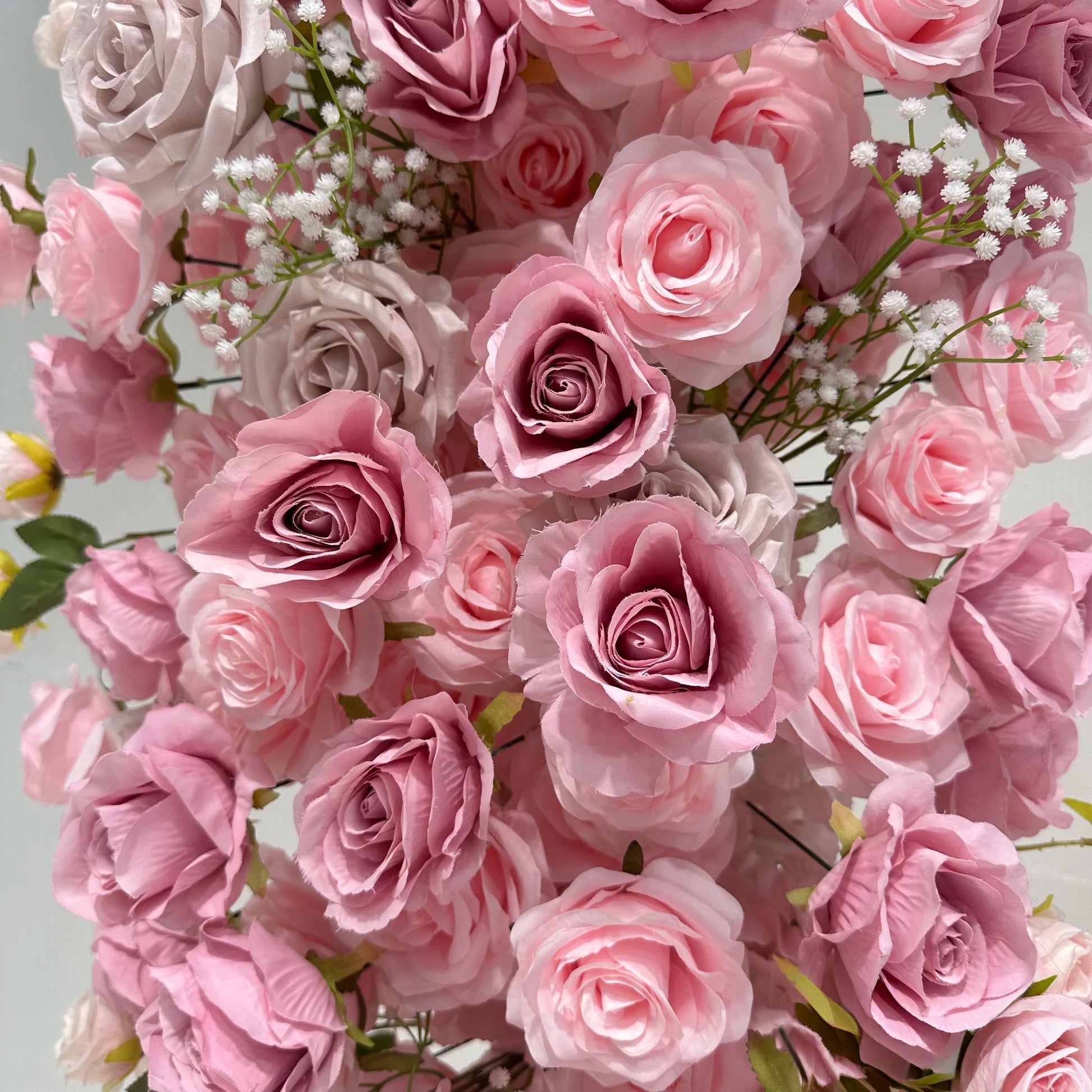Pink heart - shaped flower arch for wedding banquet event backdrop