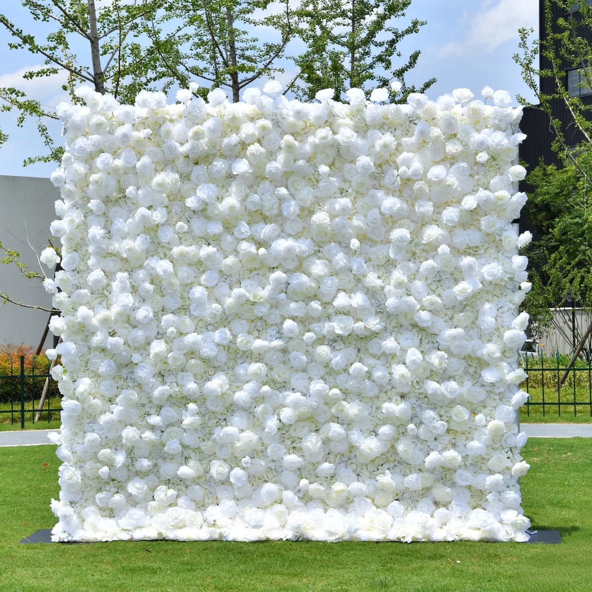 Angel:White 5D Fabric Artificial rolling up curtain flower wall