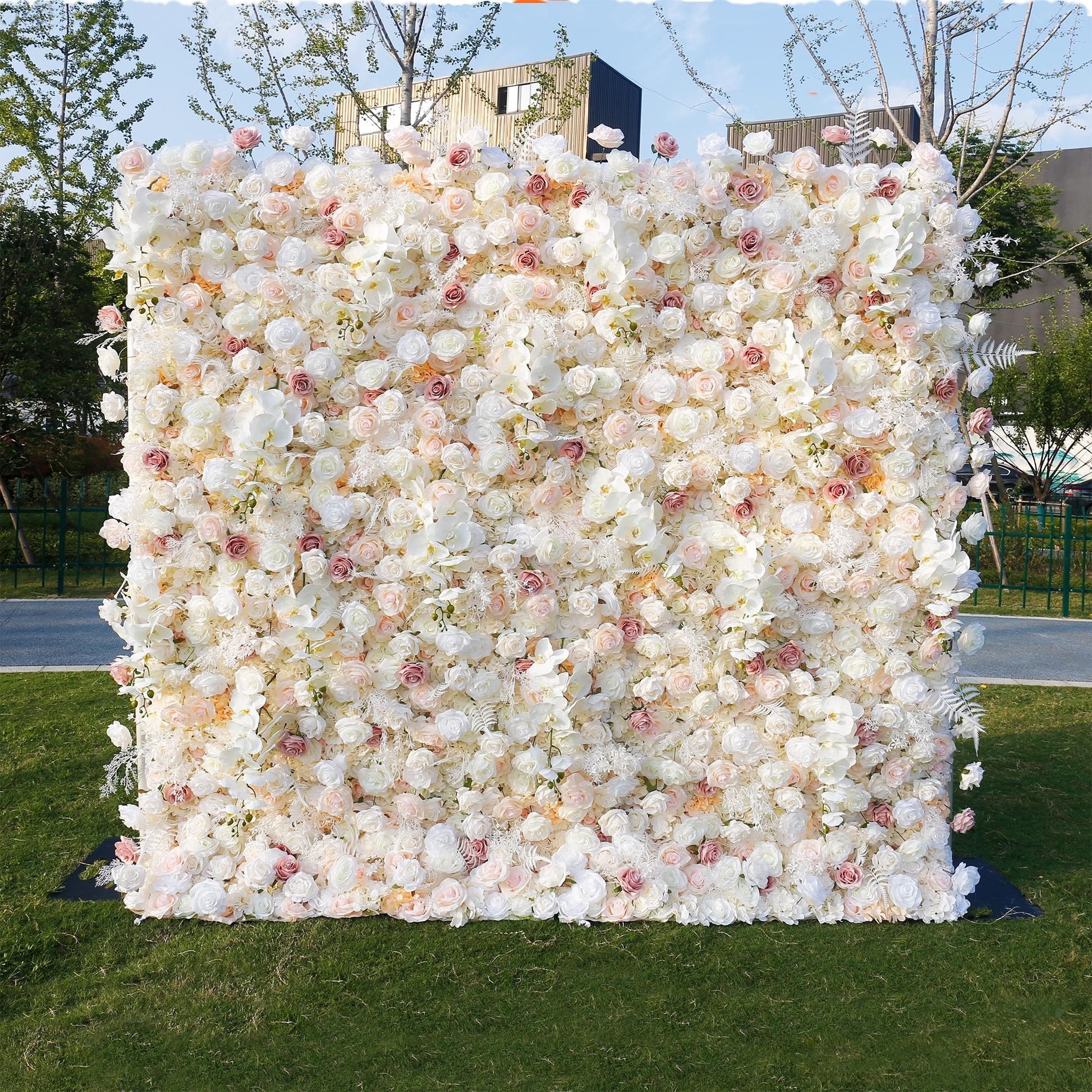 3D Fabric Artificial rolling up curtain flower wall