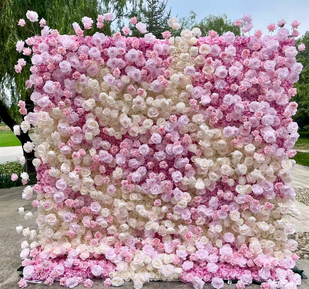 Sue:5D Fabric Artificial rolling up curtain flower wall