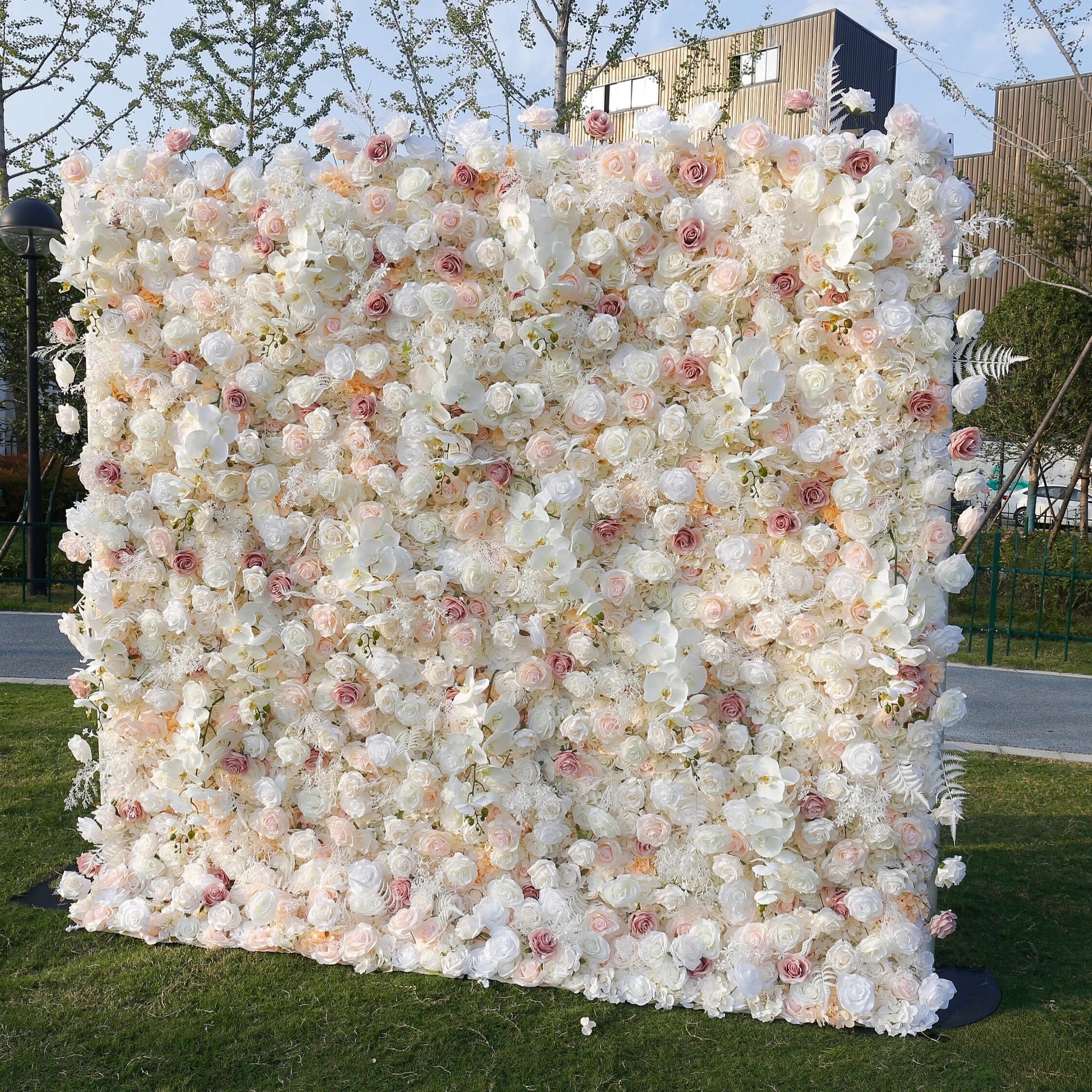 3D Fabric Artificial rolling up curtain flower wall