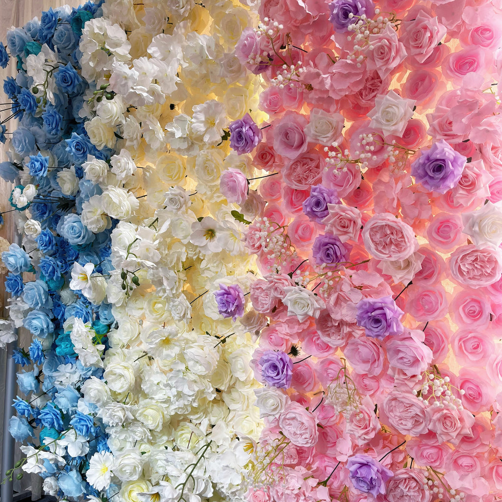 5D three - color spliced flower wall